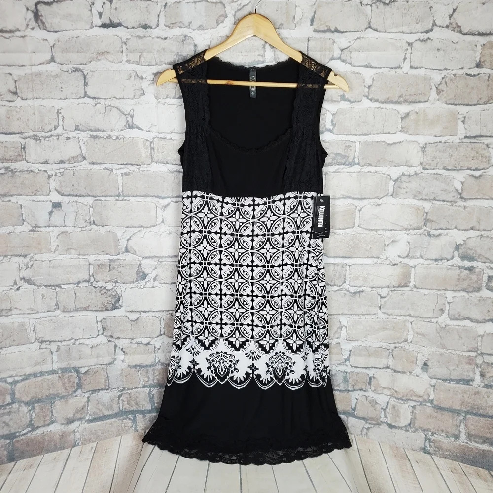 Kollontai Slip Dress NWT White Black Size Medium Y2K Grunge Coquette